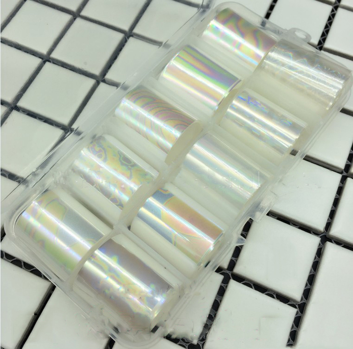Holographic Nail Foil Set Transparent AB Color Nail Art Sticker Manicure DIY Nail Sticker Decoration view 10