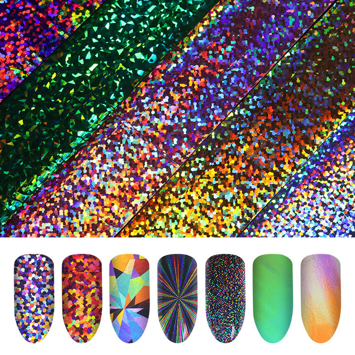 Holographic Nail Foil Set Transparent AB Color Nail Art Sticker Manicure DIY Nail Sticker Decoration view 5