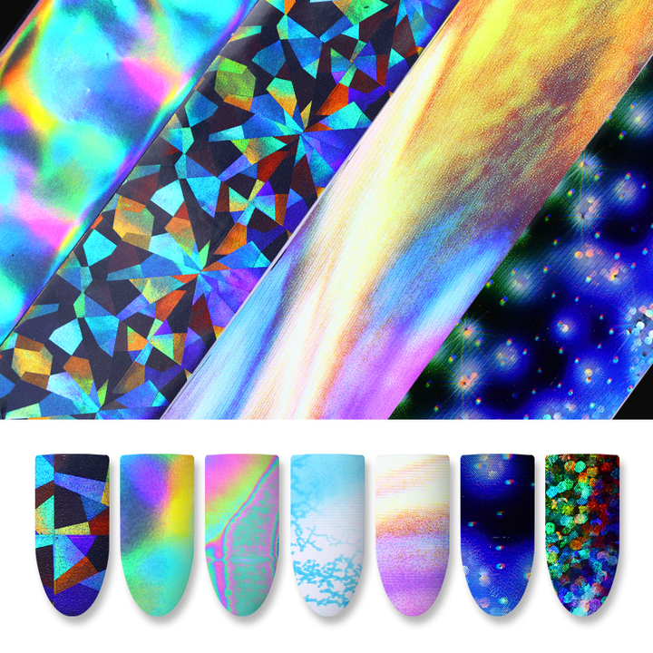 Holographic Nail Foil Set Transparent AB Color Nail Art Sticker Manicure DIY Nail Sticker Decoration view 4