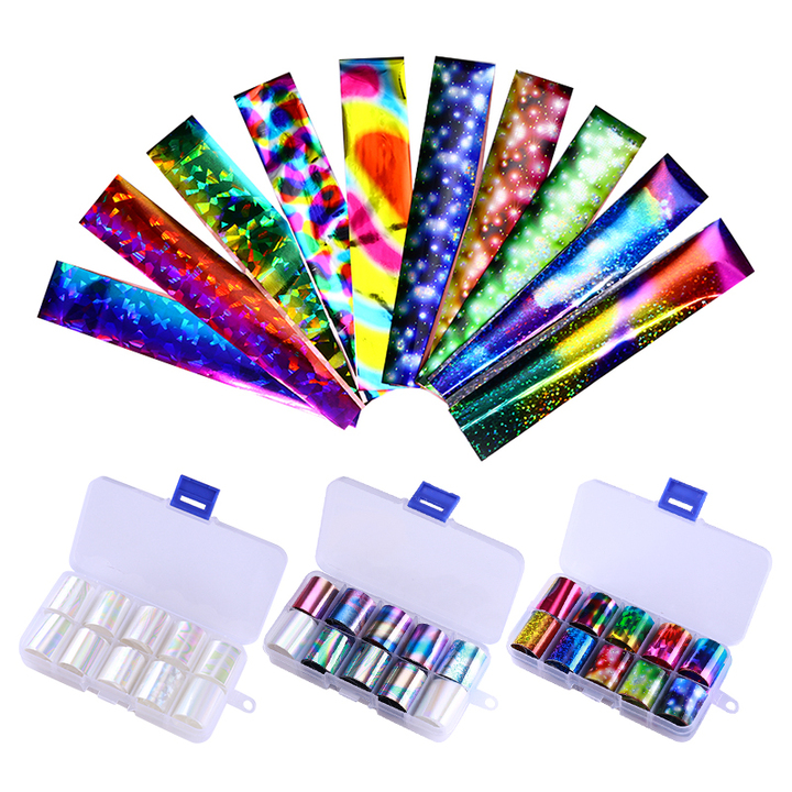 Holographic Nail Foil Set Transparent AB Color Nail Art Sticker Manicure DIY Nail Sticker Decoration view 3