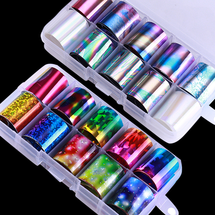 Holographic Nail Foil Set Transparent AB Color Nail Art Sticker Manicure DIY Nail Sticker Decoration view 2