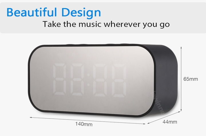 Bluetooth 5.0 Portable Wireless Bluetooth Speaker Column Subwoofer Music Sound Box LED Time Snooze Alarm Clock for Laptop Phone