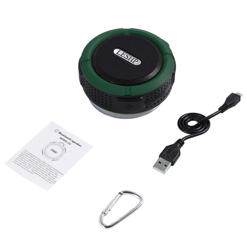 C6 Plastic Portable Wireless Speaker With Calls Handsfree and Suction Cup Waterproof Shower Speaker