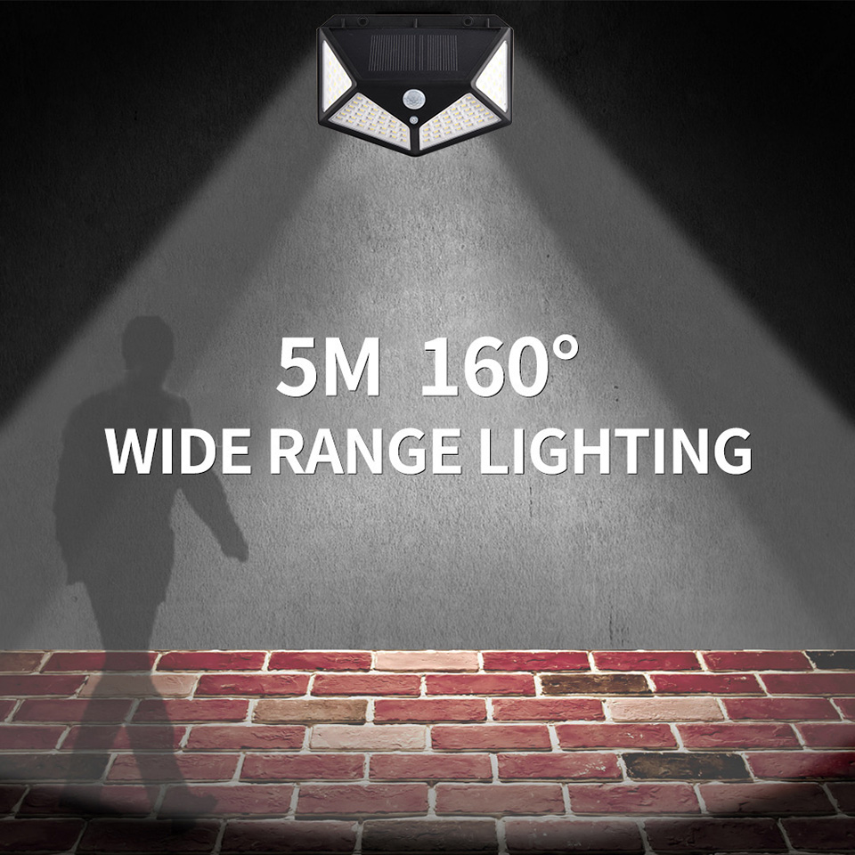 Solar Wall Lamp PIR Motion Sensor 100LED Solar Power Light Waterproof Solar Lamp for Yard Garland