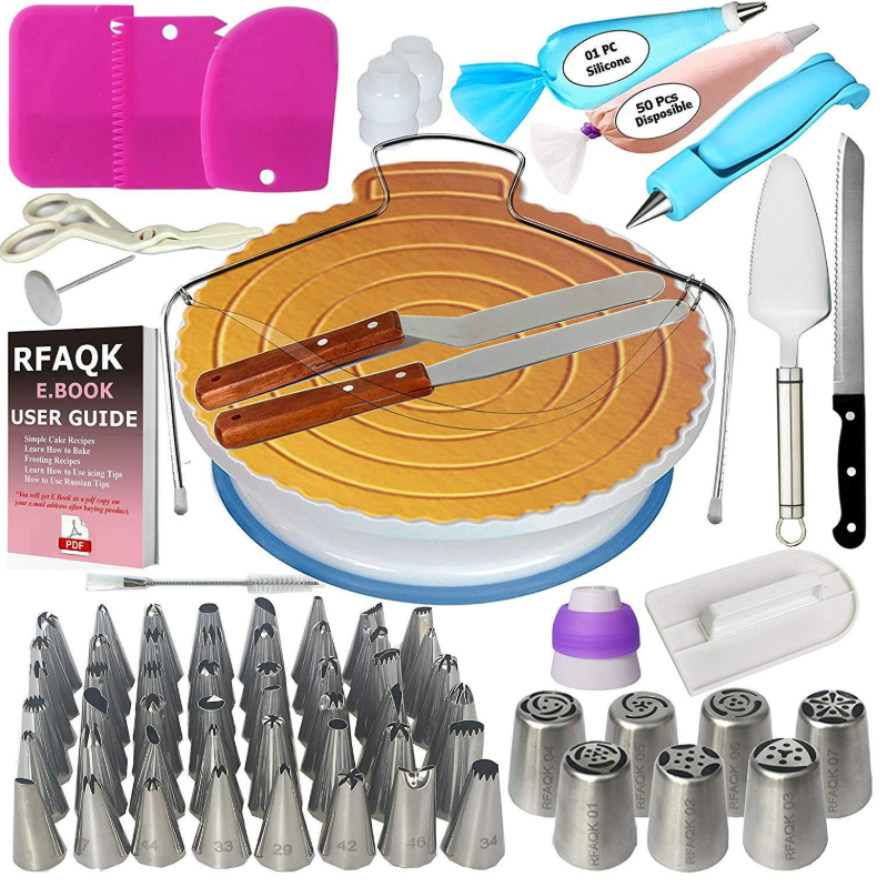 34/42/73/124PCS Cake Decorating Cake Turntable Set Pastry Tube Fondant Tool KitchenCake Baking Tools
