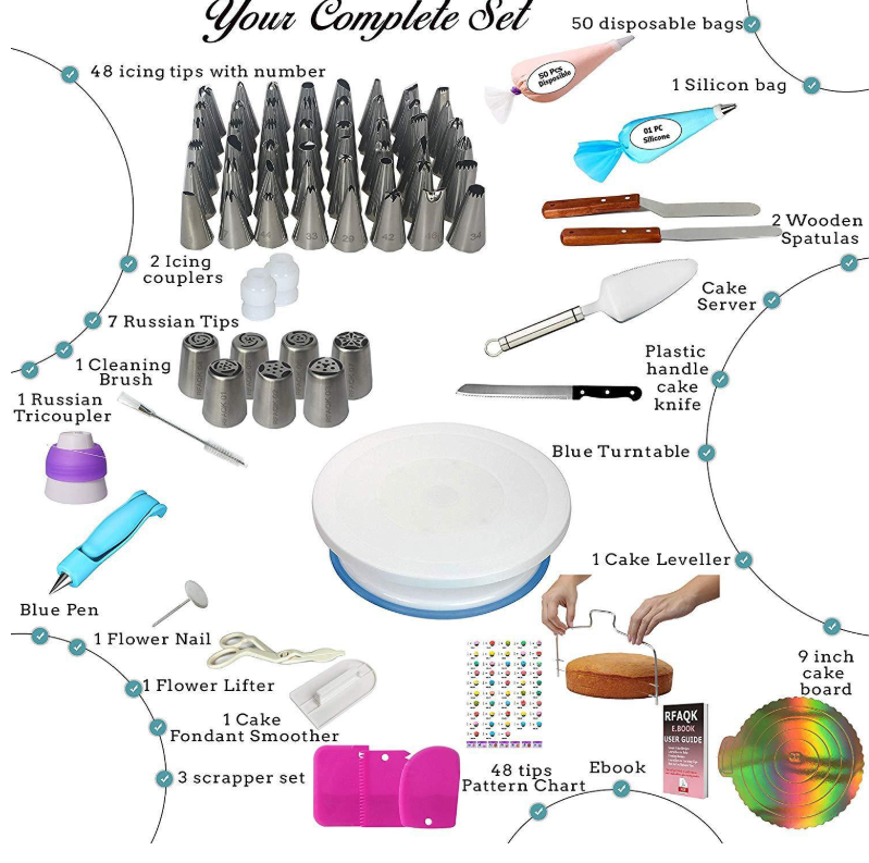 34/42/73/124PCS Cake Decorating Cake Turntable Set Pastry Tube Fondant Tool KitchenCake Baking Tools