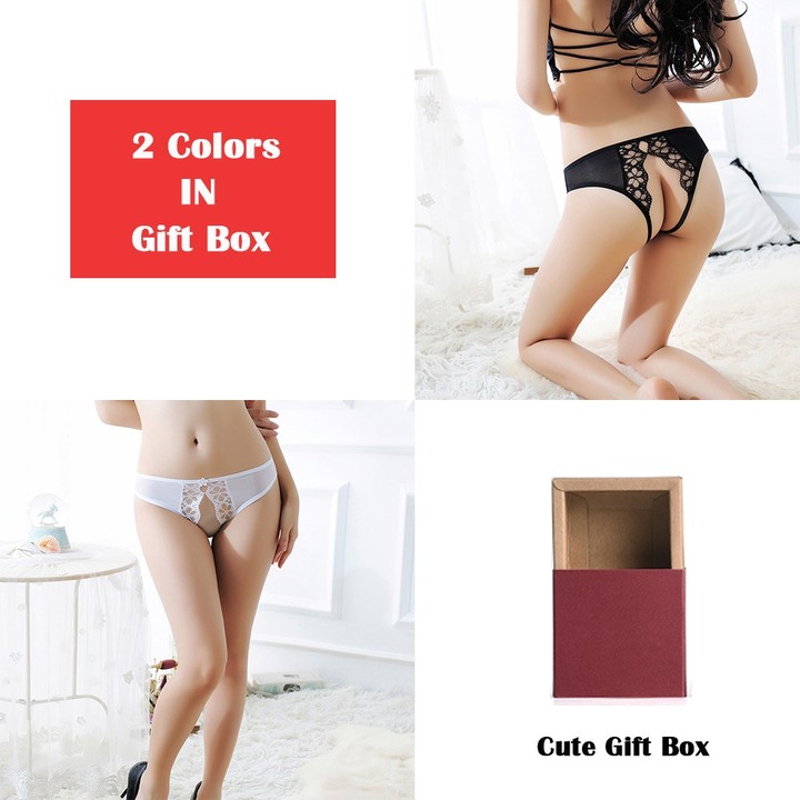 Sexy Floral Mesh Crotchless Panties G-String Thong Lingerie Underwear For Women 2 Colors/Pack KZ6328