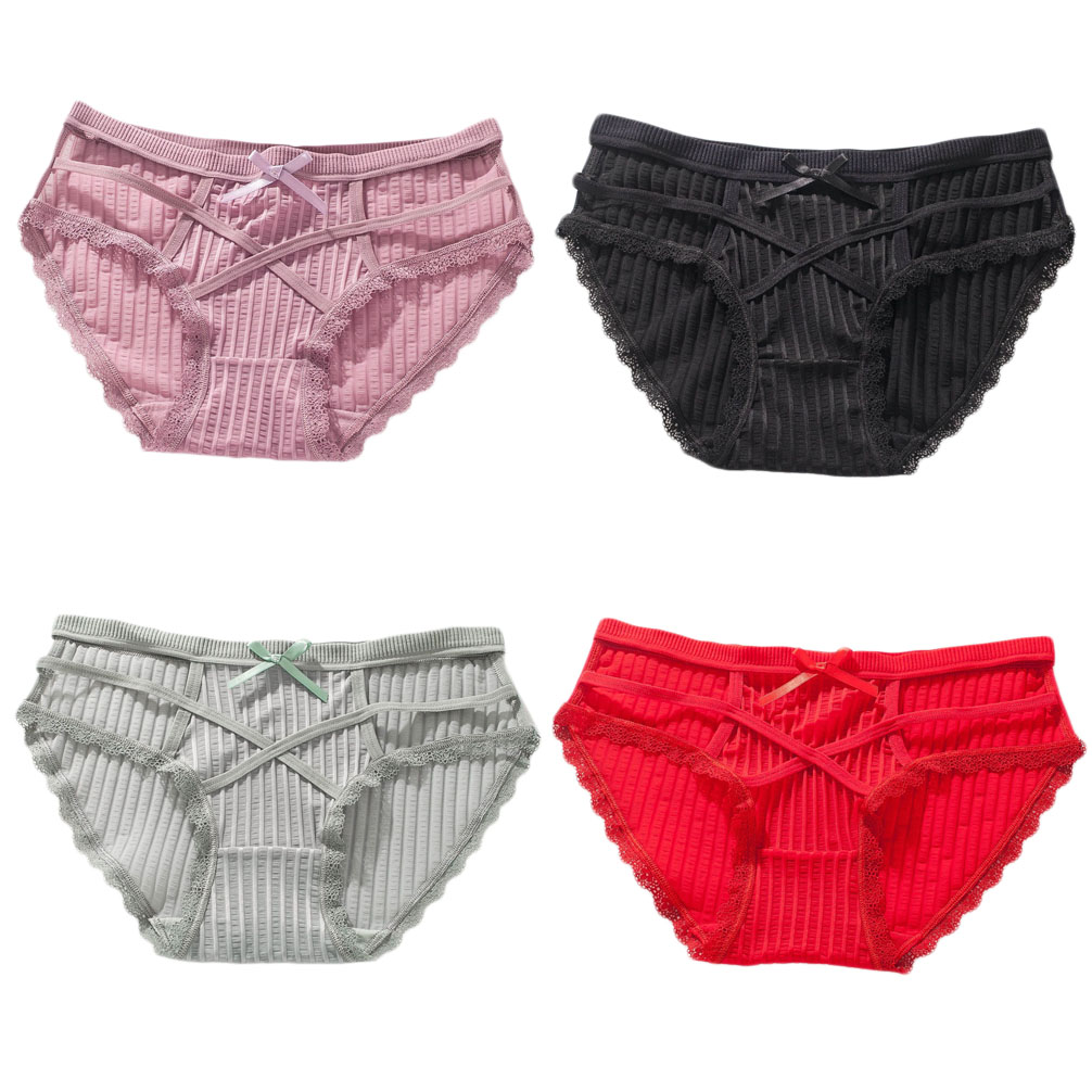 Women's 4 Colors Pack Sexy Soft Undies Underwear Cute Breathable Smooth Panties Gift For Girlfriend