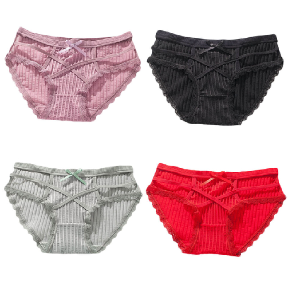Women's 4 Colors Pack Sexy Soft Undies Underwear Cute Breathable Smooth Panties Gift For Girlfriend