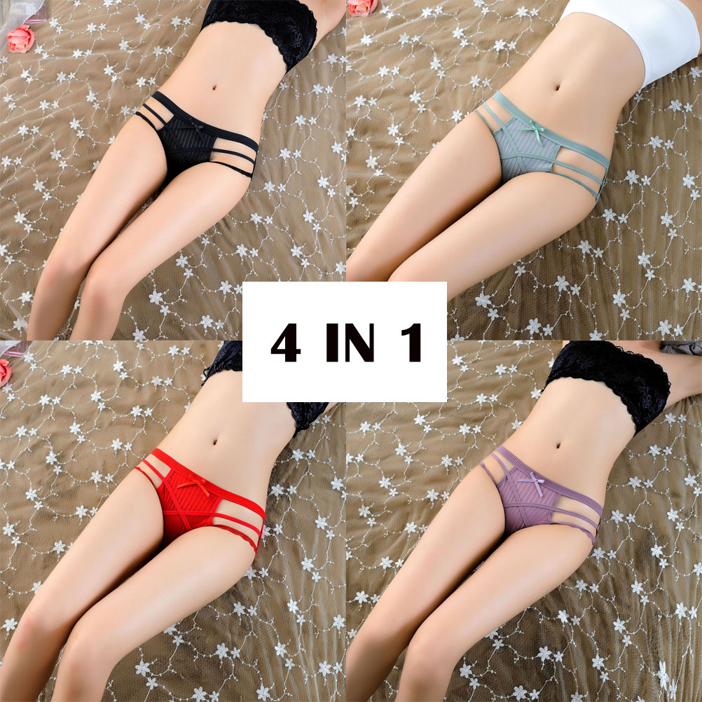Women's 4 Colors Pack Sexy Soft Undies Underwear Cute Breathable Smooth Panties Gift For Girlfriend