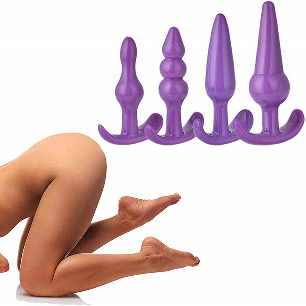 4pcs Pack Anal Plugs Silicone Butt Dildo Anus Beads Trainer Sensuality Adult Sex Toys Gifts for Men Women Partner