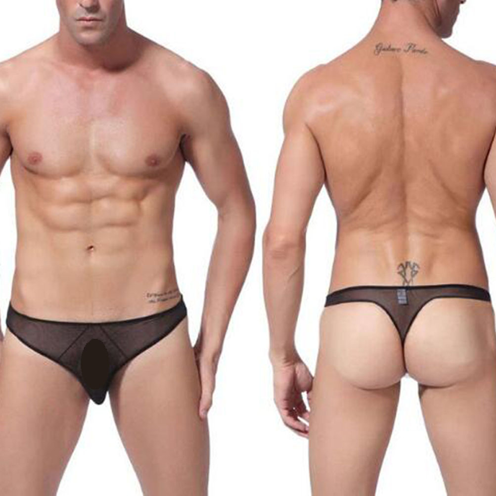 Men 3 Colors Pack Ice Silky Underwear Breathable Sexy See Through Comfortable Brief Thong Valentine Gift for Boyfriend Husband