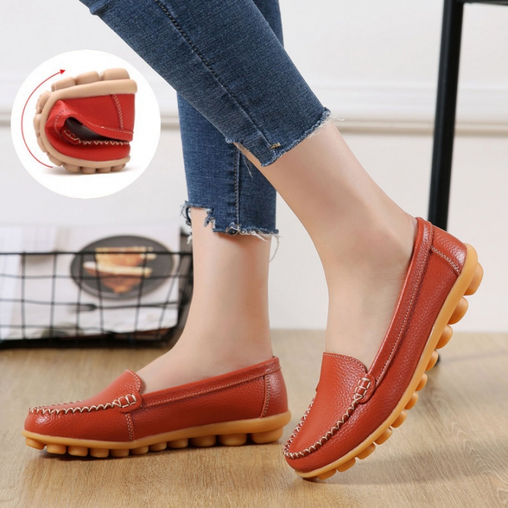 Fashion Women Cow Split Soft Sole Genuine Leather Shoes Platform Casual Leisure Nurse Peas Shoes