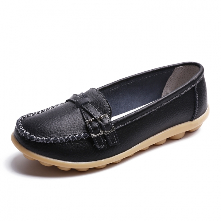 Women Leather Shoes Spring Comfortable Leisure Shoes Non-slip Soft Lady Flat Loafers Plus Size Shoes
