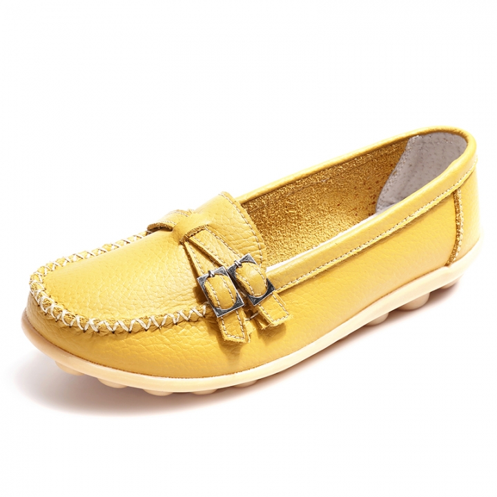Women Leather Shoes Spring Comfortable Leisure Shoes Non-slip Soft Lady Flat Loafers Plus Size Shoes