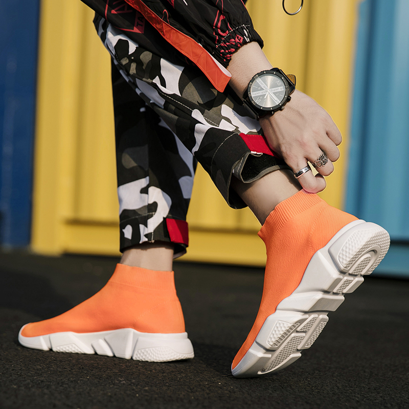 Men Fashion Leisure Sock Shoes Plus Size Women Breathable Mesh Sport Shoes Non-slip Casual Sneakers