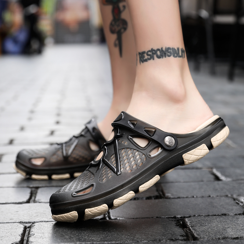 Two Wearing Ways Men Beach Sandals Fashion Soft Slippers Plus Size Leisure Shoes