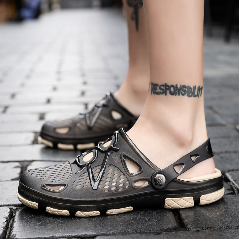 Two Wearing Ways Men Beach Sandals Fashion Soft Slippers Plus Size Leisure Shoes