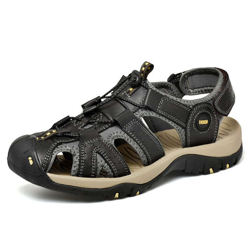 Men High Quality Genuine Leather Beach Sandals Non-slip Outdoor Trekking Shoes Plus Size Sandals