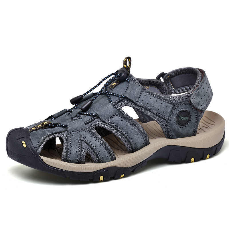Men High Quality Genuine Leather Beach Sandals Non-slip Outdoor Trekking Shoes Plus Size Sandals