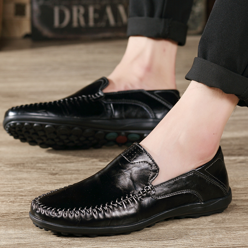 Men Leisure Leather Peas Shoes Plus Size Casual Work Shoes Formal Soft Wearable Loafers Shoes