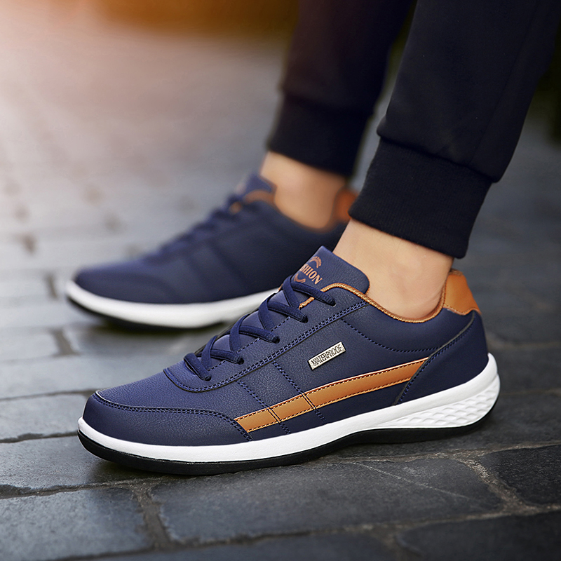 Men Fashion Leather Sneakers Plus Size Casual Breathable Sport Shoes Comfortable Outdoor Shoes