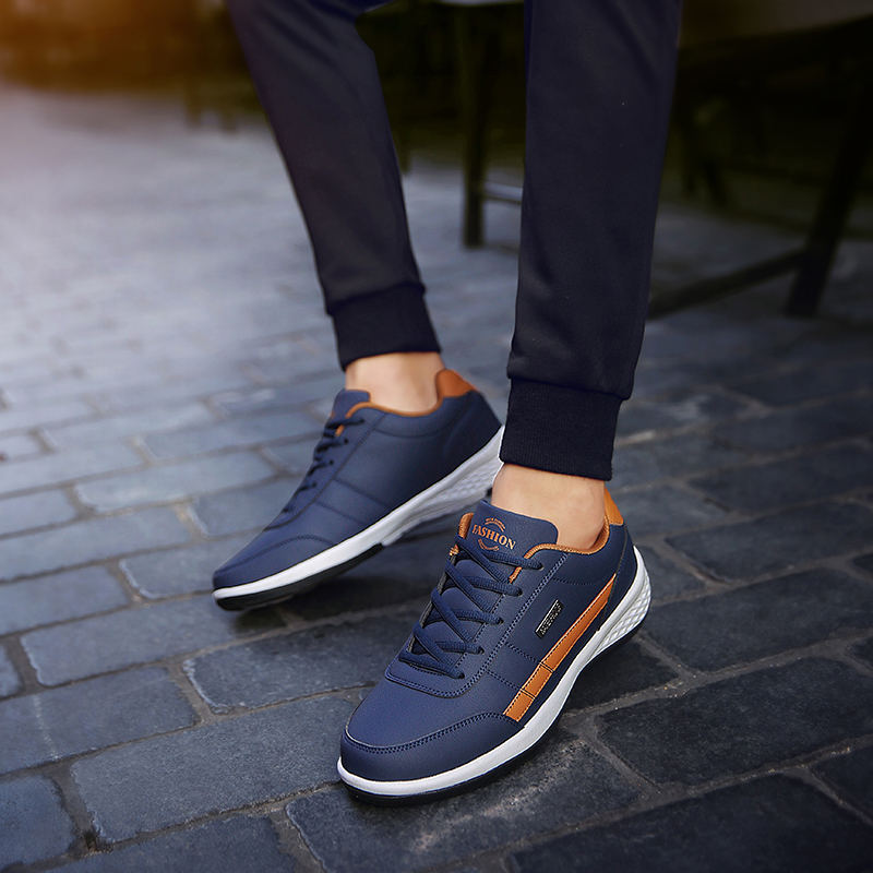 Men Fashion Leather Sneakers Plus Size Casual Breathable Sport Shoes Comfortable Outdoor Shoes