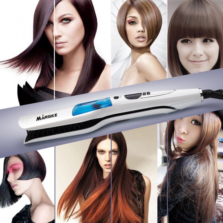 Ceramic Hair Straightener Brush Comb Hairbrush Str