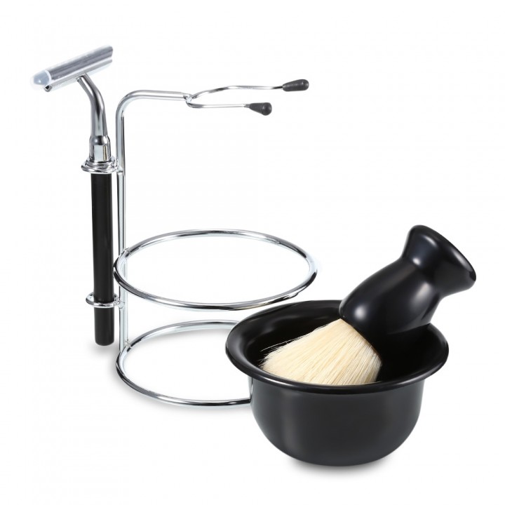 Men Shaving Kit Badger Hair Brush Stand Holder Bow