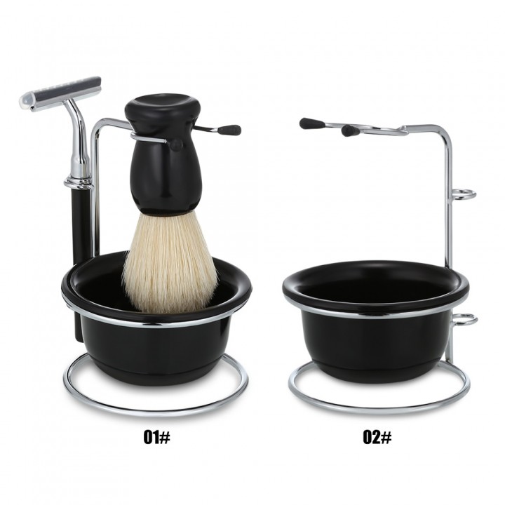 Men Shaving Kit Badger Hair Brush Stand Holder Bow