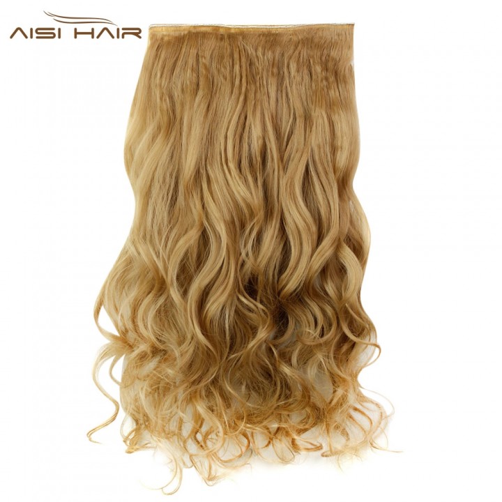 AISI HAIR Long Curly Synthetic 5 Clips in Wig Exte