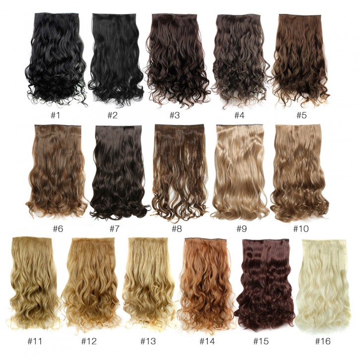 AISI HAIR Long Curly Synthetic 5 Clips in Wig Exte