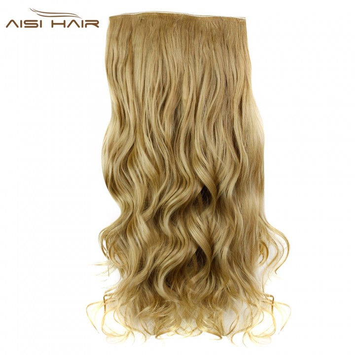 AISI HAIR Long Curly Synthetic 5 Clips in Wig Exte