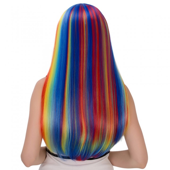 70CM Synthetic Cosplay Rainbow Color Long Full Ban