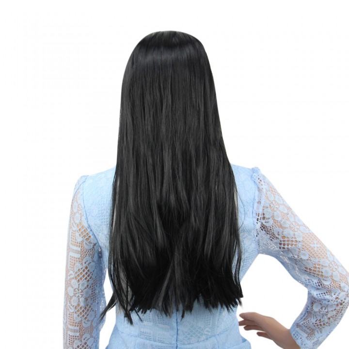Long Straight Mixed Colors Black White Wigs Hallow