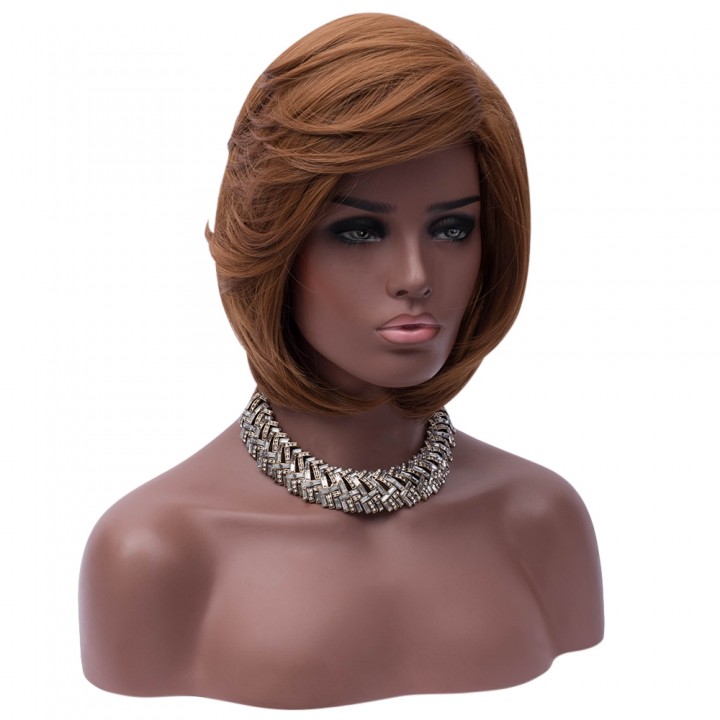 Medium Side Part Straight Feathered Bob Synthetic