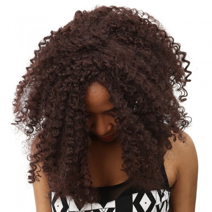 Synthetic Heat Resistant Wig Long Curly Brown Hair