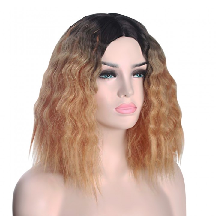 Piaoliujia Black Orange Wig Curly Wavy Synthetic H