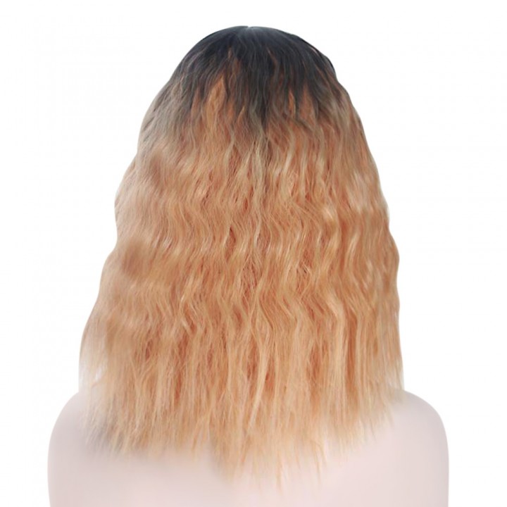 Piaoliujia Black Orange Wig Curly Wavy Synthetic H