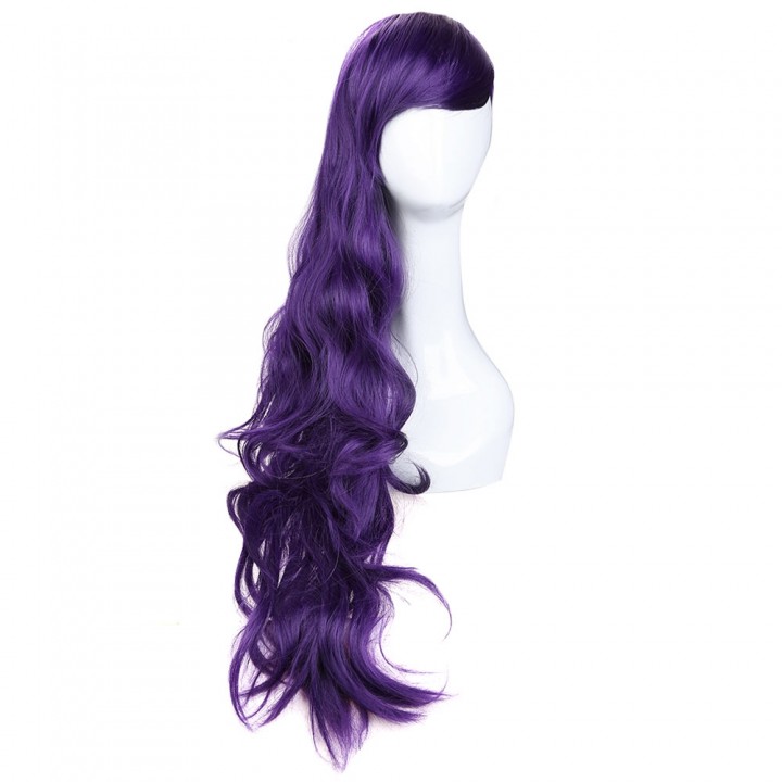Curly Long Wig Hair Heat Resistant Purple Cosplay