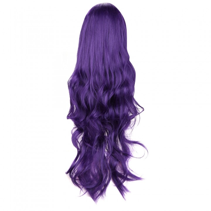 Curly Long Wig Hair Heat Resistant Purple Cosplay