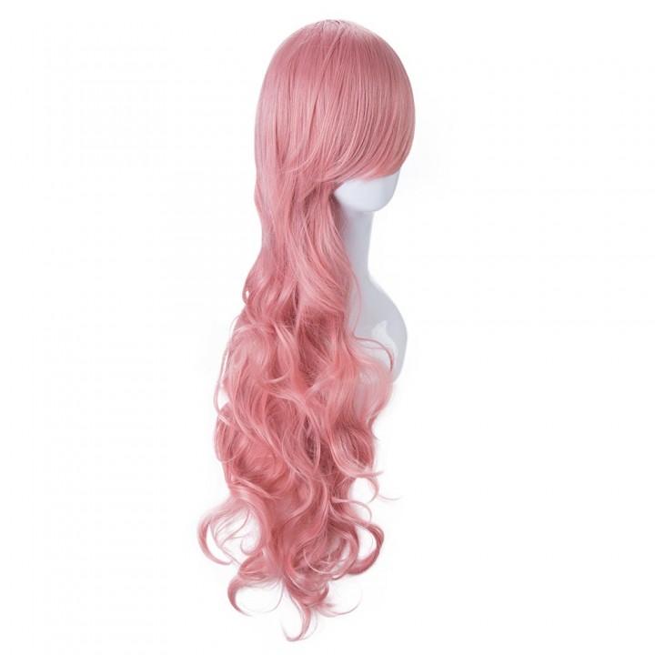 75cm Long Soft Pink Hair Curly Wavy Wigs Cosplay M