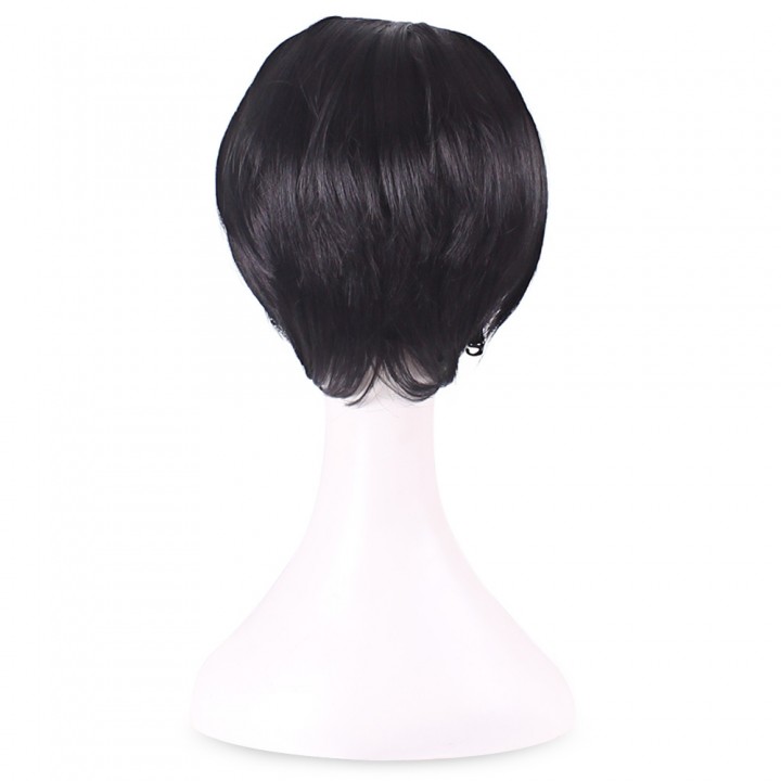 Handsome Sexy Men Short Straight Black Full Hair T