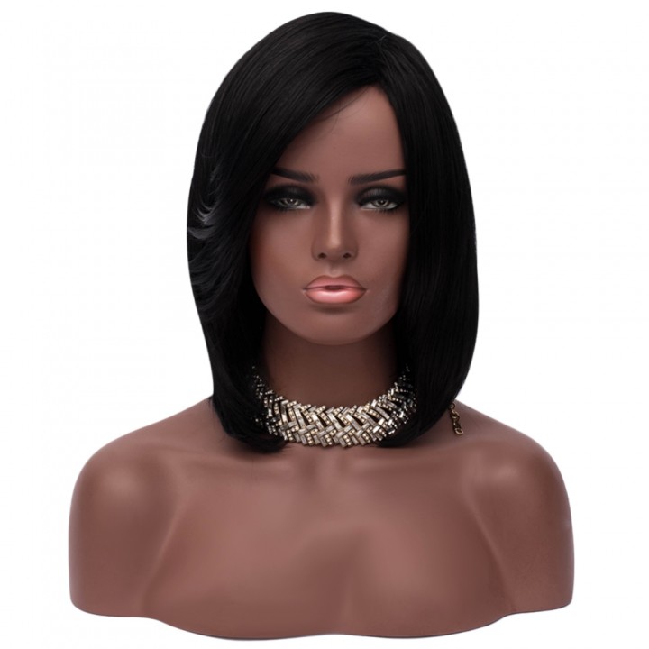 Medium Side Part Straight Feathered Bob Synthetic