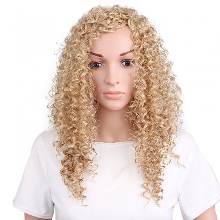 Afro Kinky Curly Long Hair Synthetic Light Blonde