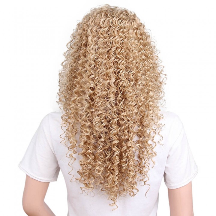 Afro Kinky Curly Long Hair Synthetic Light Blonde