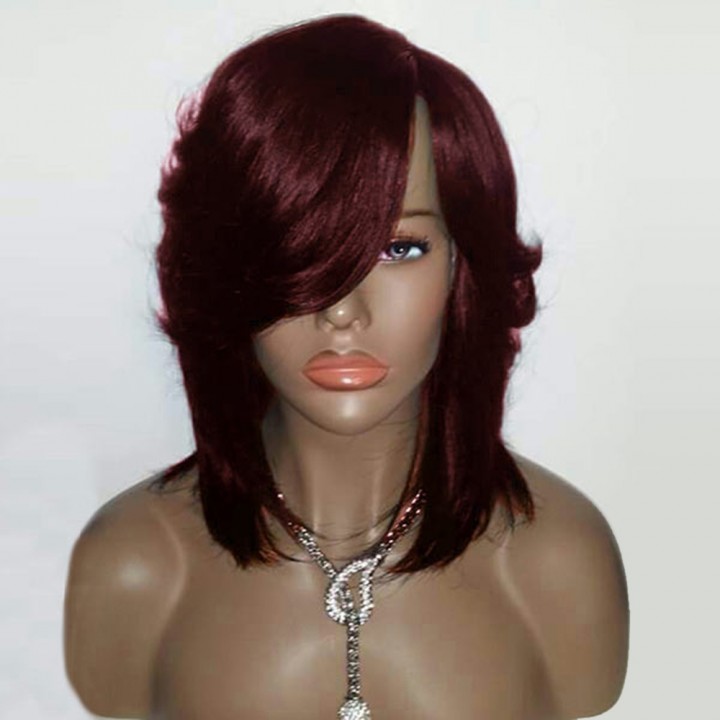Medium Side Part Straight Feathered Bob Synthetic