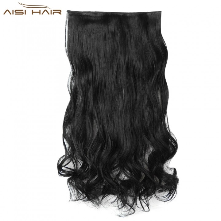 AISI HAIR Long Curly Synthetic 5 Clips in Wig Exte