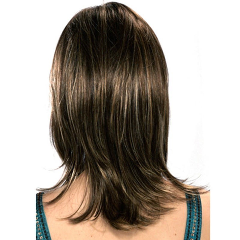 Neat Bang Straight Medium-length Hair Wig