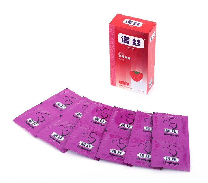 NOX Condoms 12pcs Dotted Strawberry Flavored Lubri